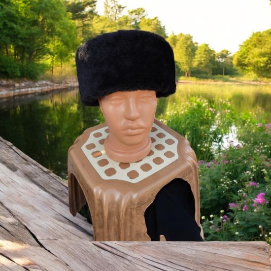 Hakiki Deri Yuvarlak Model Fes Gerçek Deri Kafkas Kalpağı Bere Şapka Krem Renkli