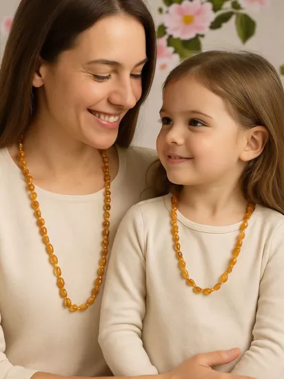 Yetişkin ve çocuk kehribar kolye