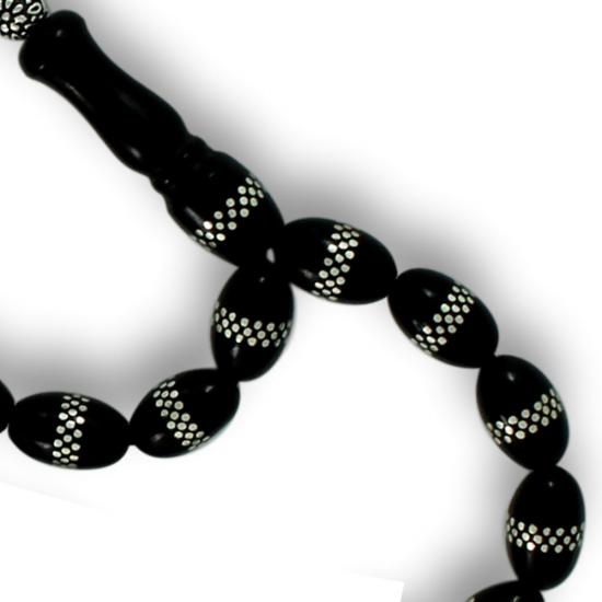 Arpa Kesim Gümüş Kakma İşlemeli Gürcistan Oltu Tesbih