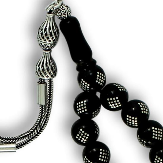 Gümüş Kakma İşlemeli Gürcistan Oltu Tesbih