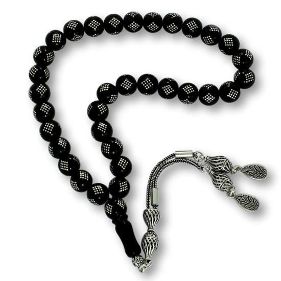 Gümüş Kakma İşlemeli Gürcistan Oltu Tesbih