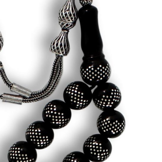 Gümüş Kakma İşlemeli Gürcistan Oltu Tesbih