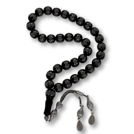 Gümüş Kakma İşlemeli Gürcistan Oltu Tesbih