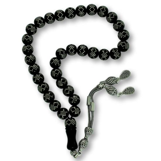 Gümüş Kakma İşlemeli Gürcistan Oltu Tesbih