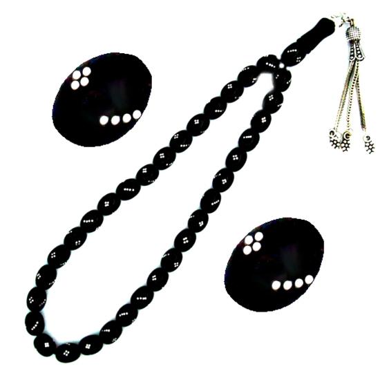 Gümüş Kakma İşlemeli Gürcistan Oltu Tesbih 