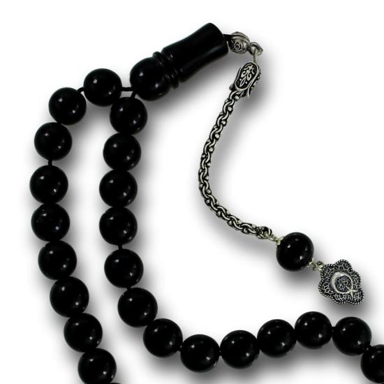 Gümüş Ay Yıldız Püsküllü 11 mm Gürcistan Oltu Tesbih