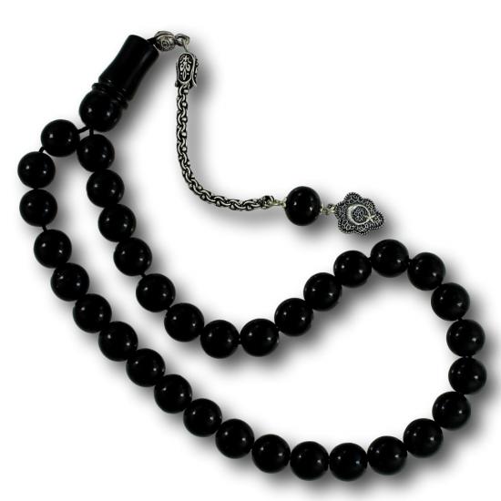 Gümüş Ay Yıldız Püsküllü 11 mm Gürcistan Oltu Tesbih