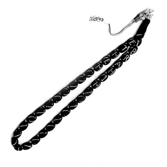 Gümüş Kakma İşlemeli İsim Yazılı Gürcistan Oltu Tesbih 