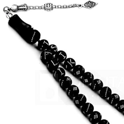 Gümüş Kakma İşlemeli İsim Yazılı Gürcistan Oltu Tesbih