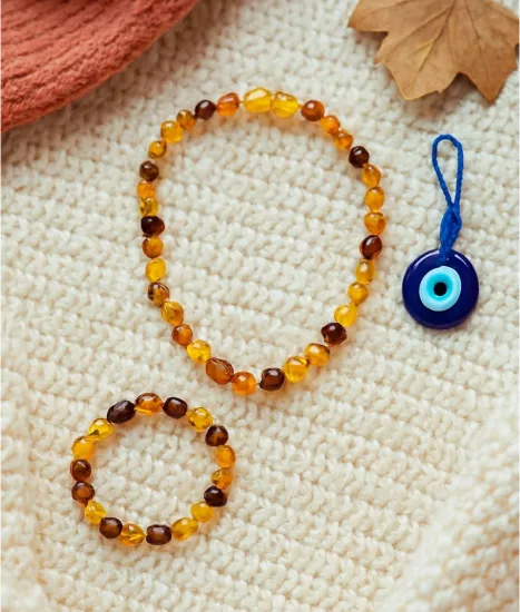 kehribar bebek kolye bileklik