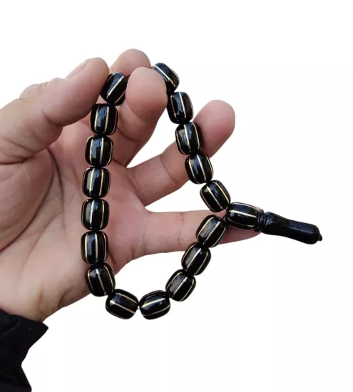 Pirinç işlemeli İri Taneli Gümüş İşlemeli Gürcistan Oltu Maskot (Stres) Tesbih