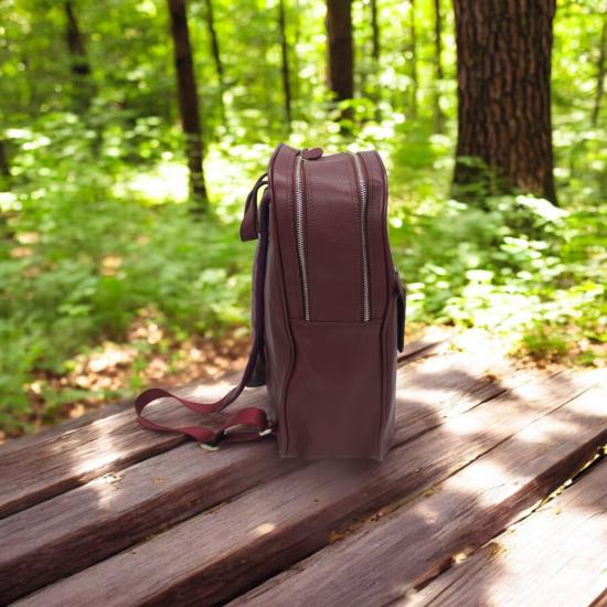 Hakiki Deri Alpe Sırt Çantası Askılı Seyaha Çantası 37x32x12 cm