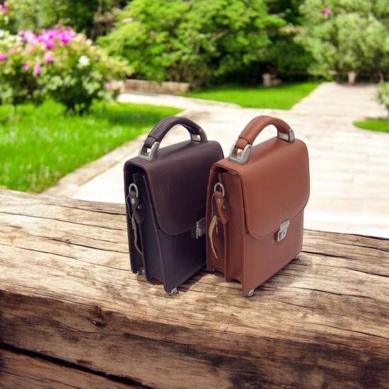 Alpe Gerçek Deri Anahralı Askılı Erkek El Çantası 23x18x11 cm