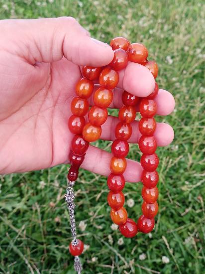 Sıkma Kehribar Tesbih İri Taneli Kehribar Tesbih
