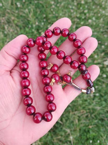 Sürmeli Katalin Tesbih Bordo Renk İri Taneli Tesbih