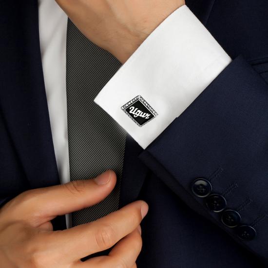 İsim Yazılı El İşi Gümüş Kol Düğmesi