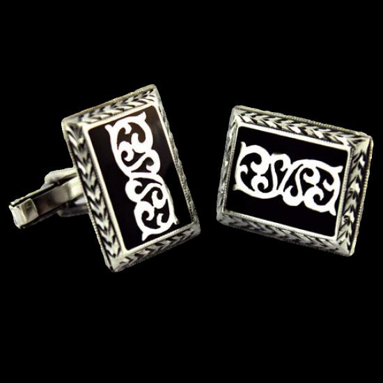 Osmanlı Anadolu Desenli Özel Tasarım El İşi Gümüş Kol Düğmesi