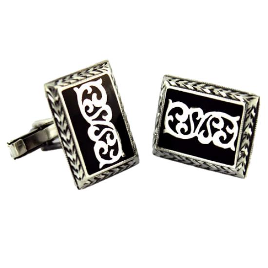 Osmanlı Anadolu Desenli Özel Tasarım El İşi Gümüş Kol Düğmesi