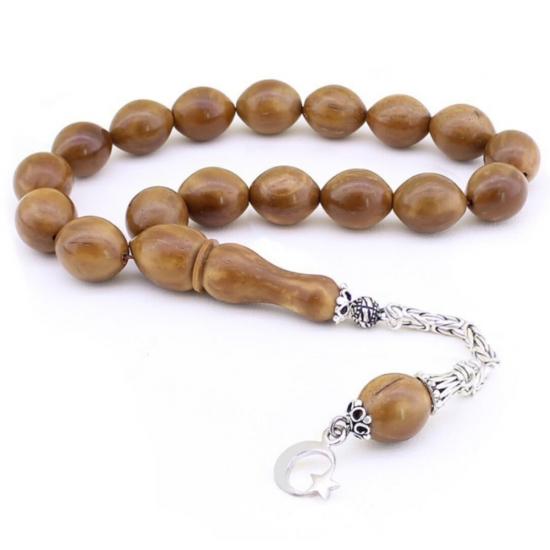 İri Taneli 925 Ayar Gümüş Ayyıldız Püsküllü Arpa Kesim Kuka Efe Tespihi