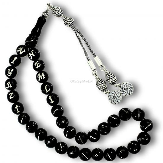 Gümüş Plakadan İsim Yazılı Gürcistan Oltu Tesbih