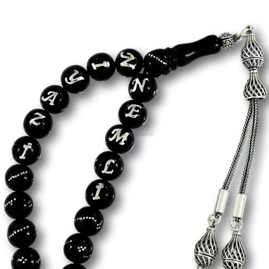 Gümüş Plakadan İsim Yazılı Gürcistan Oltu Tesbih