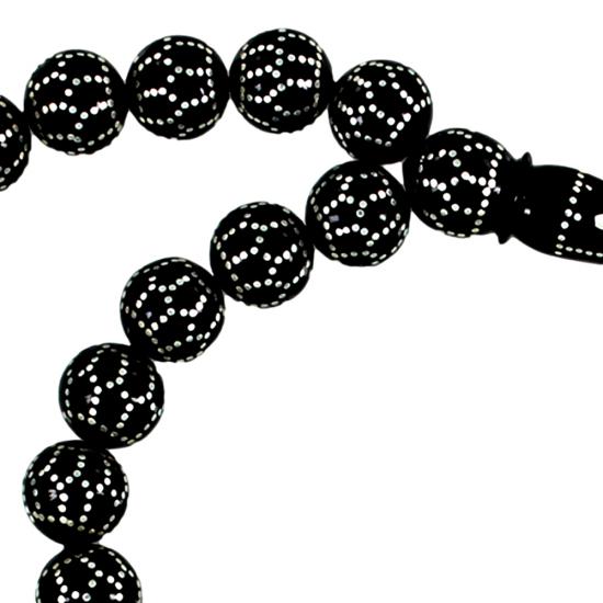 Gümüş Plakadan İsim Yazılı Özel Petek İşlemeli Hakiki Erzurum Oltu Taşı Tesbih