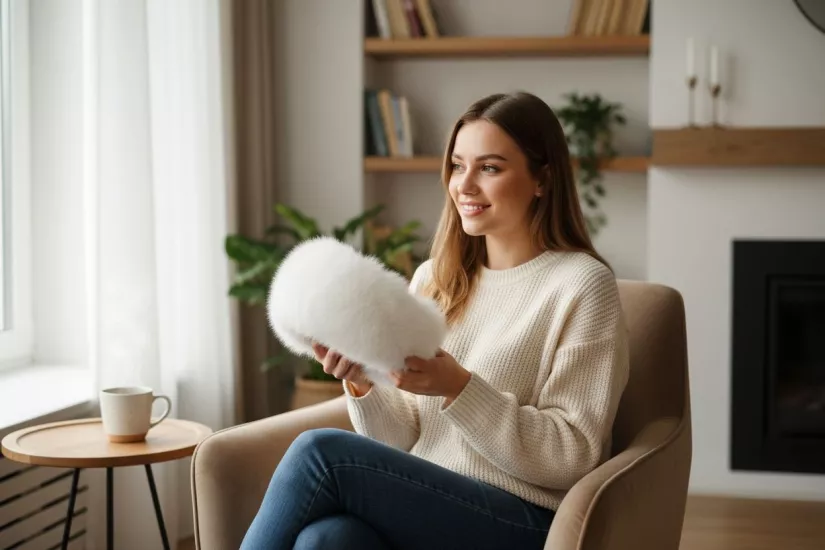 Hakiki Deri Gerçek Tilki Kürklü Kadın Kalapak Ushanla Şapka Bere Beyaz