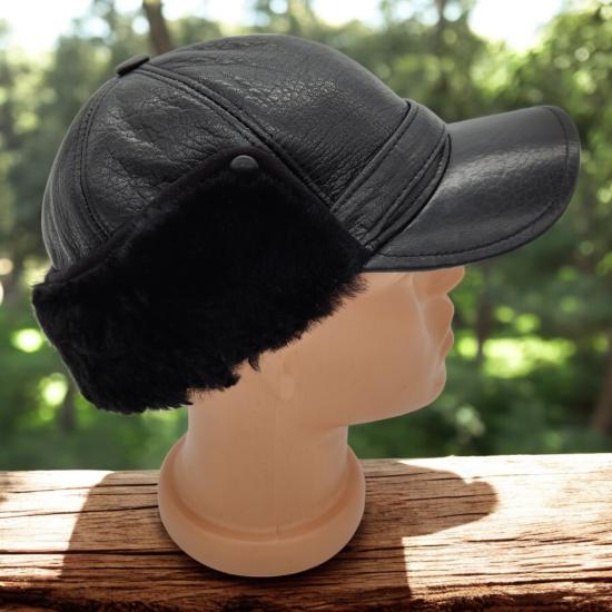 Gerçek Deri Pliot Şapka Ayarlanabilir Tokalı pilot Şapka Bere