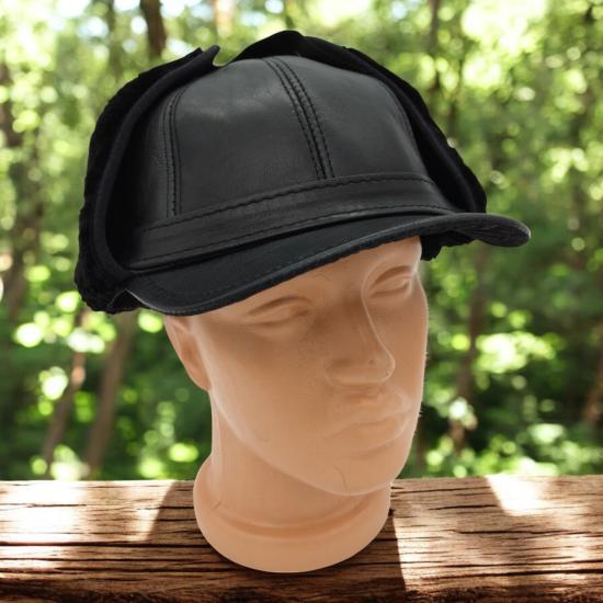 Gerçek Deri Pliot Şapka Ayarlanabilir Tokalı pilot Şapka Bere