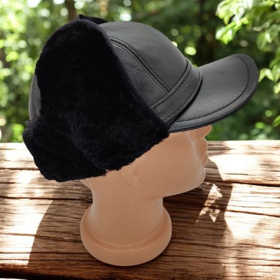 Gerçek Deri Pliot Şapka Ayarlanabilir Tokalı pilot Şapka Bere