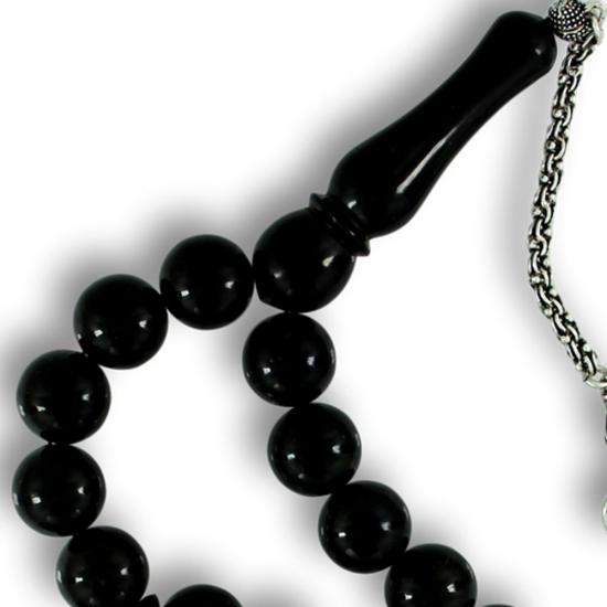 Kumpaslı 13 mm Sertifikalı Hakiki Erzurum Oltu Taşı Sade Tesbih