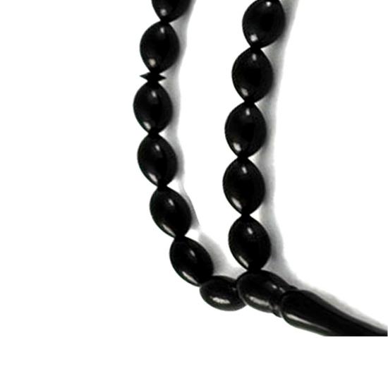 Sistemli Kumpaslı 5,5 x 9 mm Hakiki Erzurum Oltu Taşı Sade Tesbih