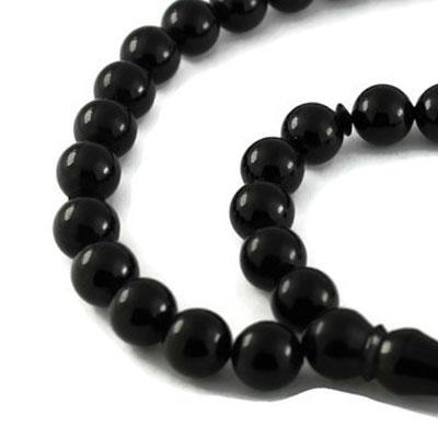 Sistemli Kumpaslı 8 x 8 mm Sade Hakiki Erzurum Oltu Taşı Tesbih 