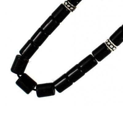 Gümüş Püsküllü Hakiki Erzurum Oltu Taşı Kesme Tesbih