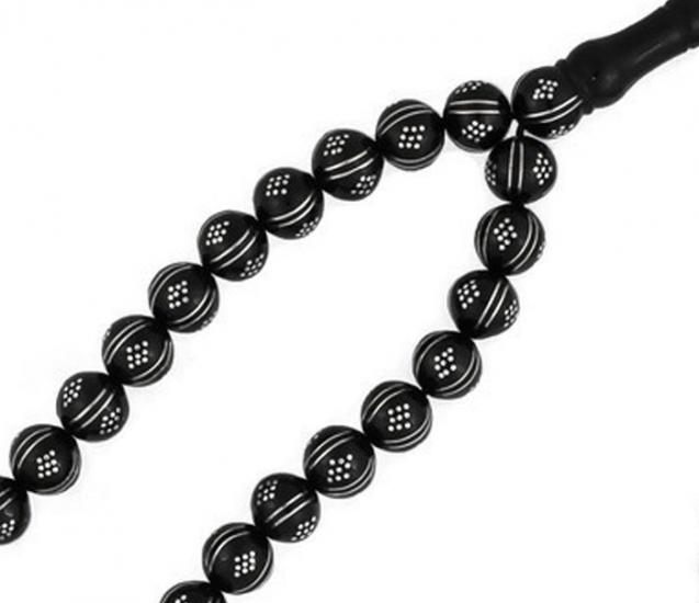 Gümüş işlemeli Hakiki Erzurum Oltu Taşı Tesbih