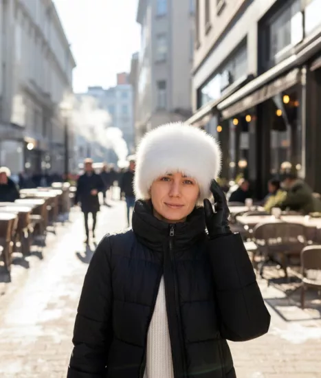 Toskana Stilinde Tüylü Kadın Bere Börk beyaz - Yumuşak Tüylü Doku