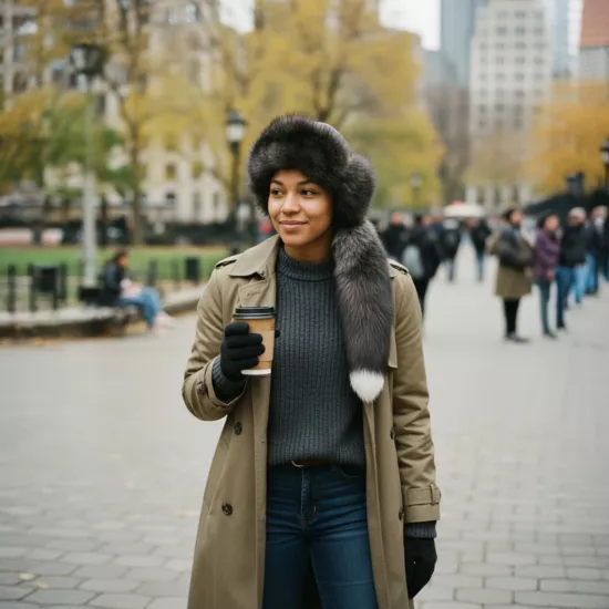 Gerçek Deri Kuyruklu Deri Börk Erkek Kadın Şapka Bere siyah