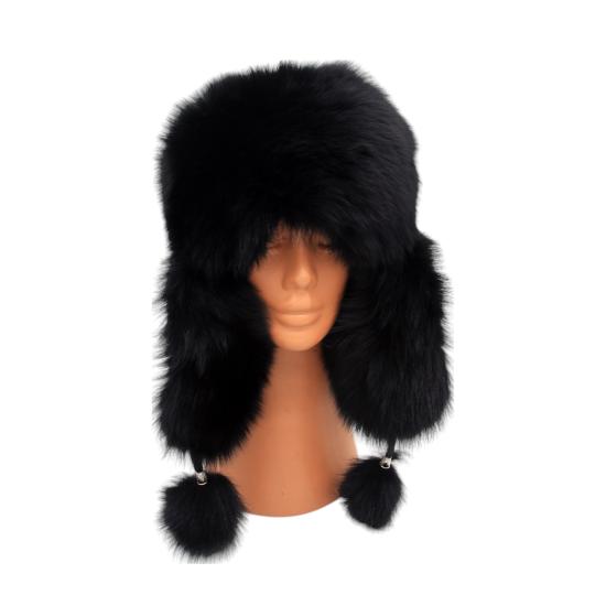 Hakiki Deri Gerçek Tilki Kürklü Ushanka Şapka Erkek Kadın Şapka Bere