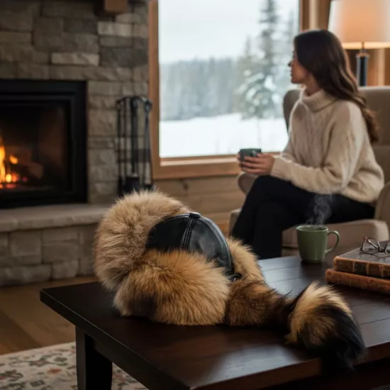 Gerçek Deri Kuyruklu Deri Börk Ushanka Şapka Kışa Meydan Oku