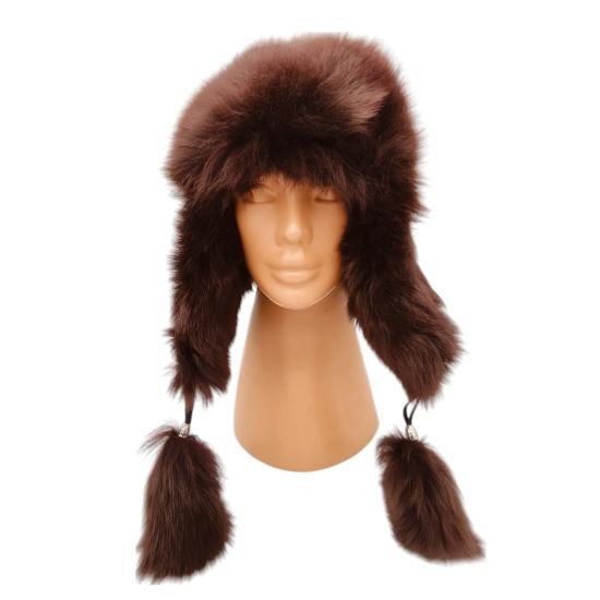 Hakiki Deri Kuzu Kürklü Toskanalı Ushanka Şapka Erkek Kadın Şapka Bere koyukahve