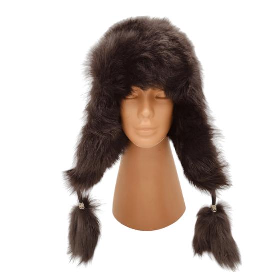 Hakiki Deri Kuzu Kürklü Toskanalı Ushanka Şapka Erkek Kadın Şapka Bere koyukahve