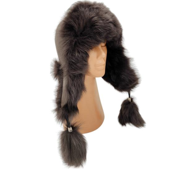 Hakiki Deri Kuzu Kürklü Toskanalı Ushanka Şapka Erkek Kadın Şapka Bere koyukahve