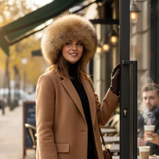 Hakiki Deri Gerçek Tilki Kürklü Ushanka bere