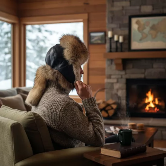 Gerçek Deri Kuyruklu Deri Börk Ushanka Şapka Köklerden Gelen Sıcaklık