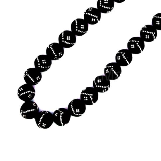 Gümüş Kakma İşlemeli Hakiki Erzurum Oltutaşı Tesbih Tek Sıra İşlemeli