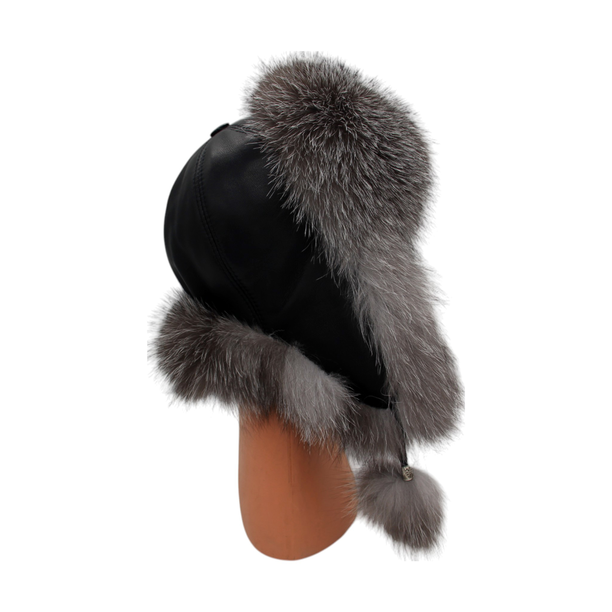 Hakiki Deri Gerçek Kürklü Ushanka Şapka Erkek Kadın Şapka Bere Boz
