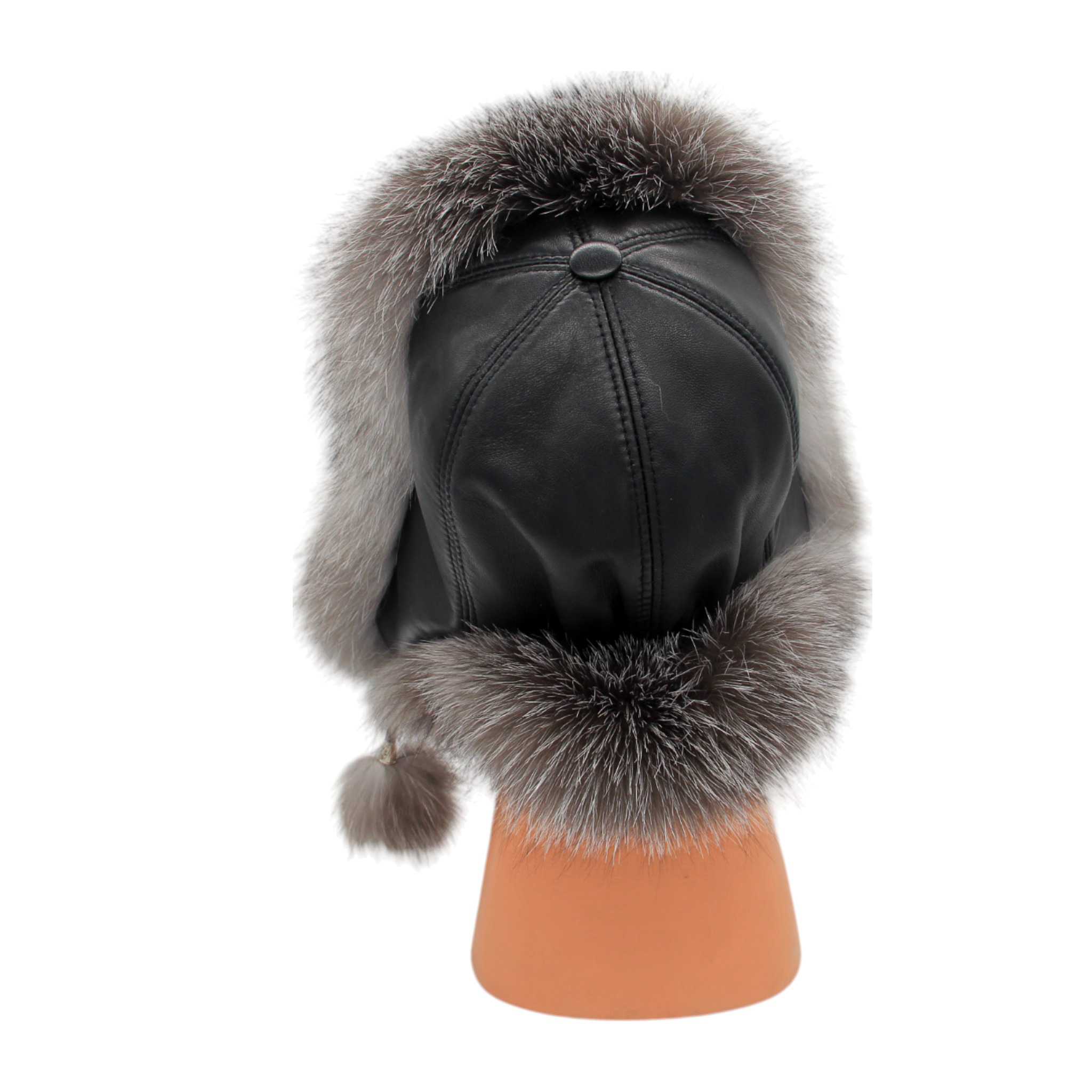Hakiki Deri Gerçek Kürklü Ushanka Şapka Erkek Kadın Şapka Bere Boz