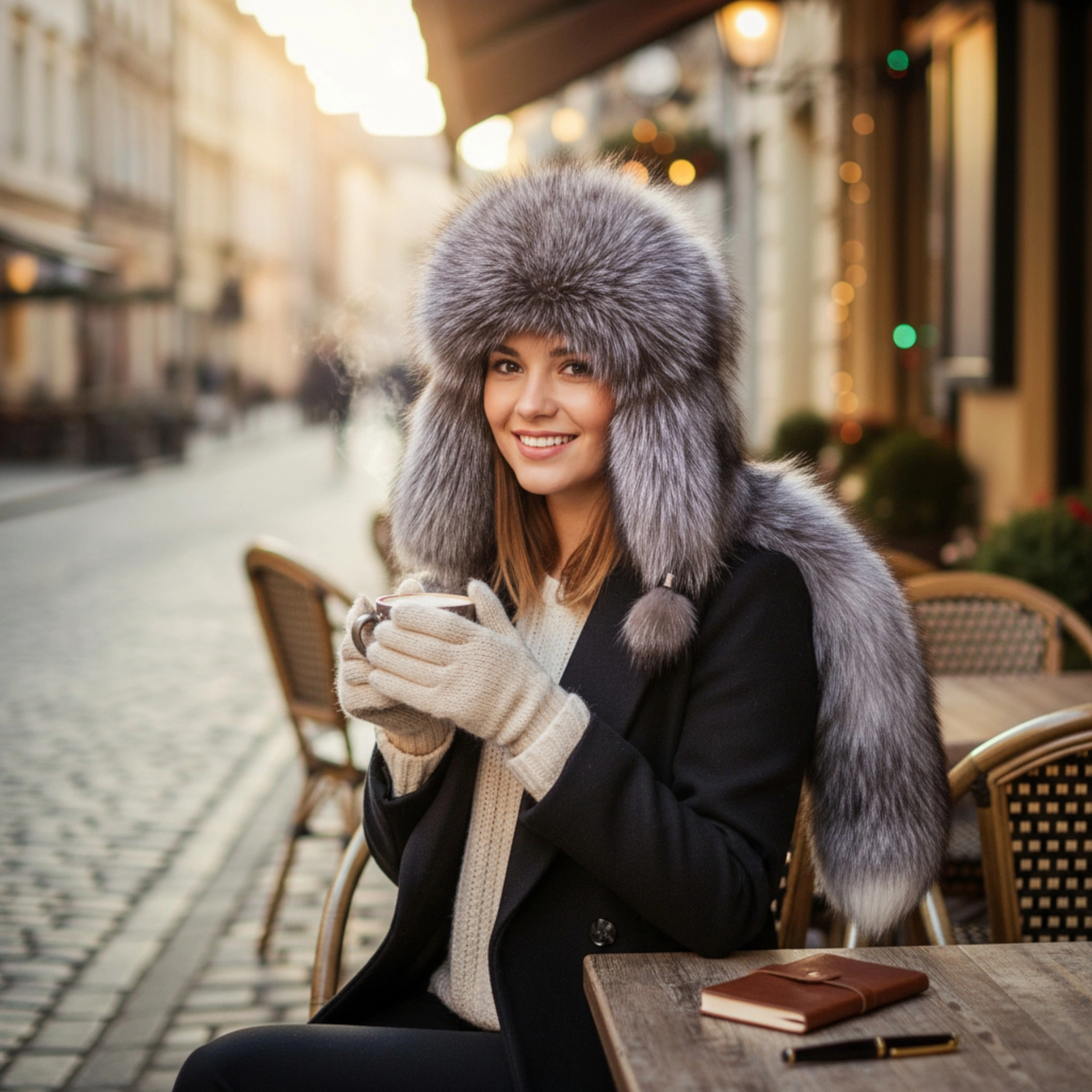 Gerçek Deri Kuyruklu Deri Börk Ushanka Şapka Köklerden Gelen Sıcaklık