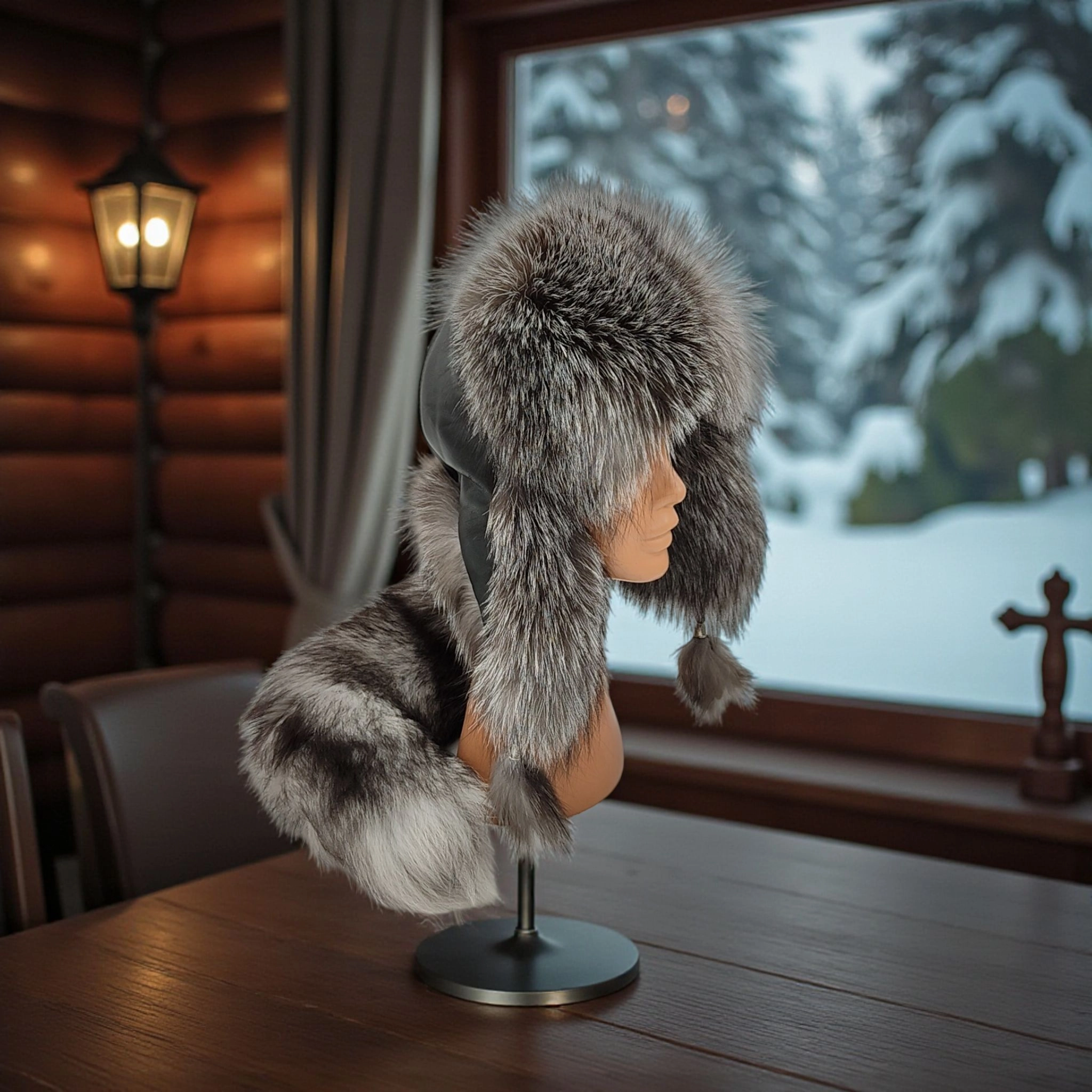 Gerçek Deri Kuyruklu Deri Börk Ushanka Şapka Köklerden Gelen Sıcaklık