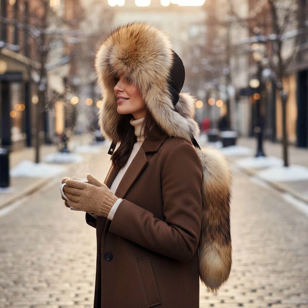 Gerçek Deri Kuyruklu Deri Börk Ushanka Şapka Erzurum’dan İlhamla